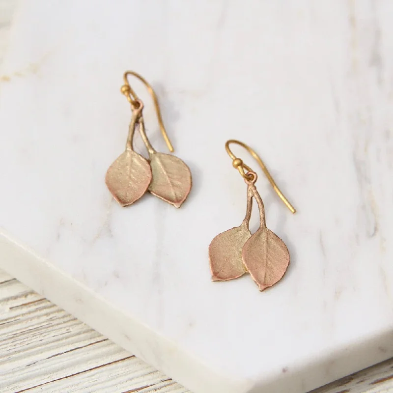 Trendy Earrings For Nighttime Fashion-Eucalyptus Round Leaf Wire Earrings