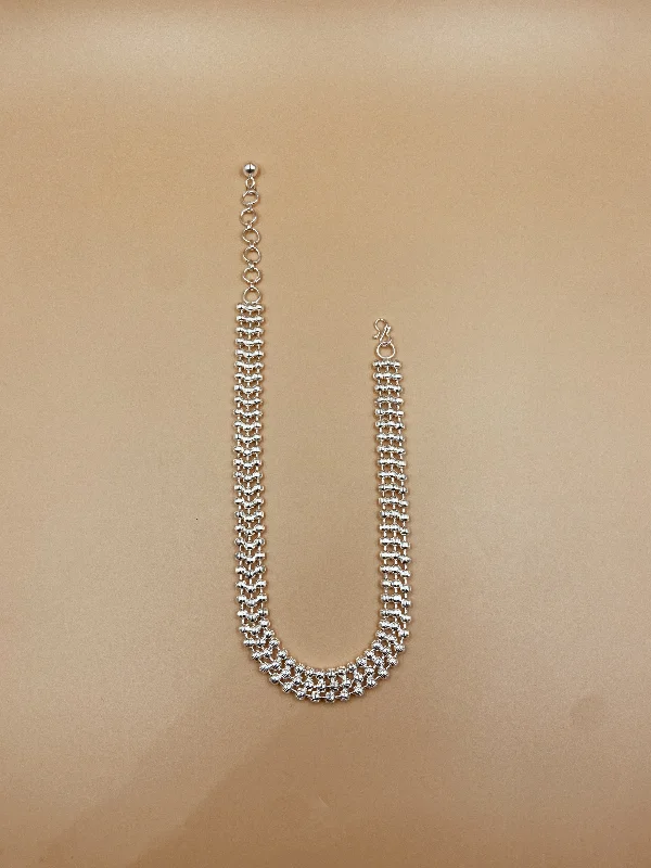 Amira Triple Ball Chain Choker in Silver Tone