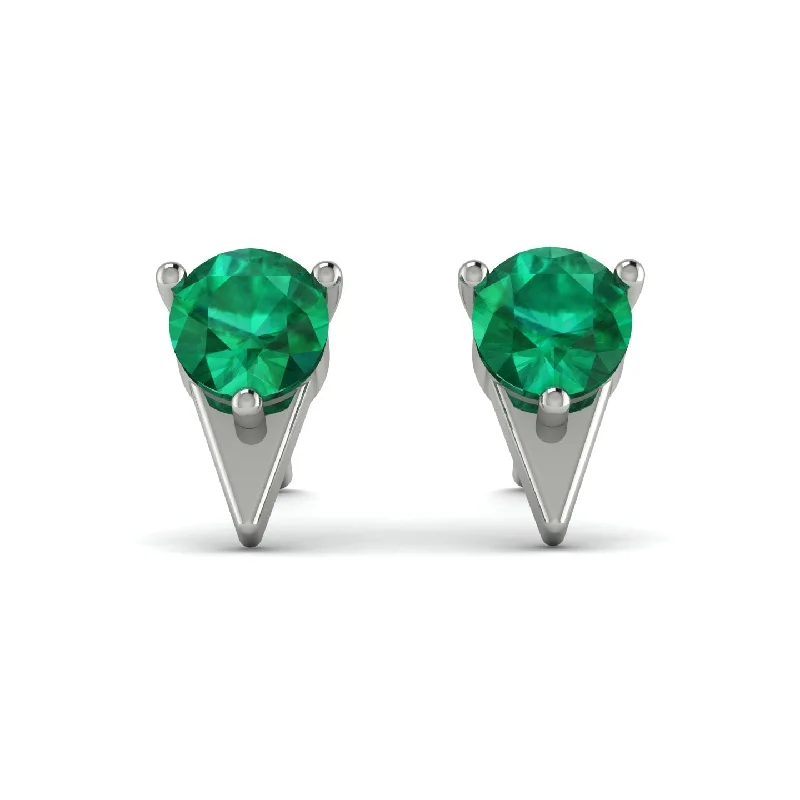 Silver Earrings For Sensitive Ears-Triangle Emerald Earrings - Aisha No. 6