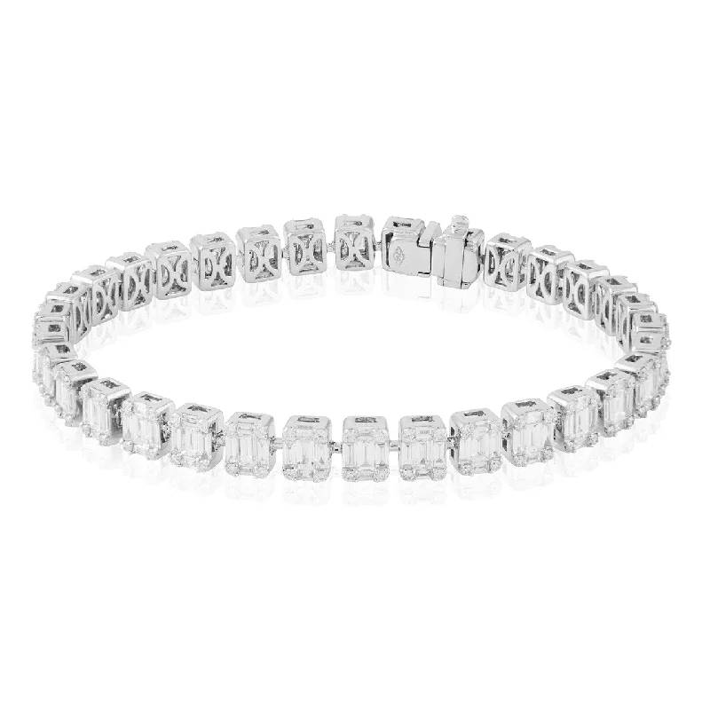 Elegant Gold-Chain Bracelets For Luxury Wear-18k White Gold 6.49ct Diamond Tennis Bracelet