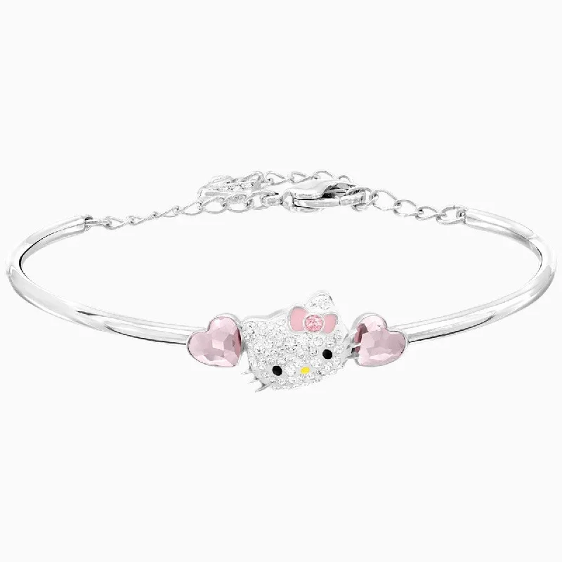 Beautiful Rose Gold Bangles For Fashion-Forward Brides-Swarovski Women's Bangle - Hello Kitty Heart Stainless Steel with Hearts | 5197312