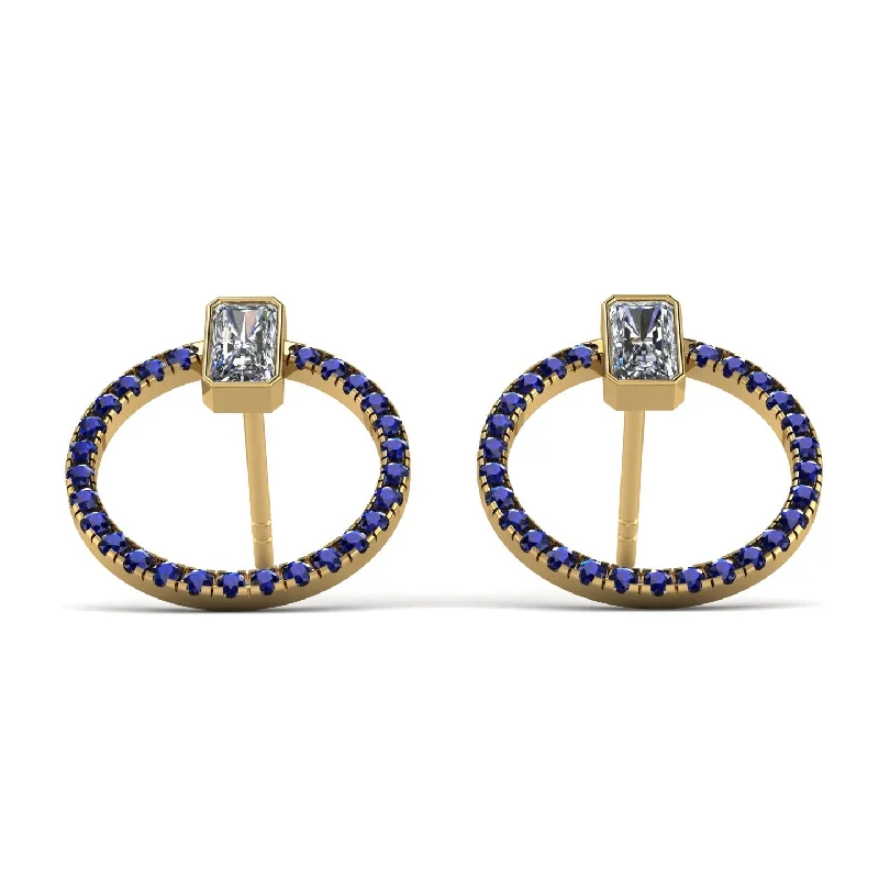 Trendy Earrings For Young Fashionistas-Emerald Cut Circle Diamond Earrings - Oaklyn No. 61