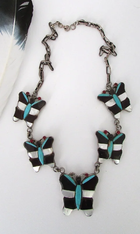 CAROL KEE Vintage 60s 70s Butterfly Zuni Necklace