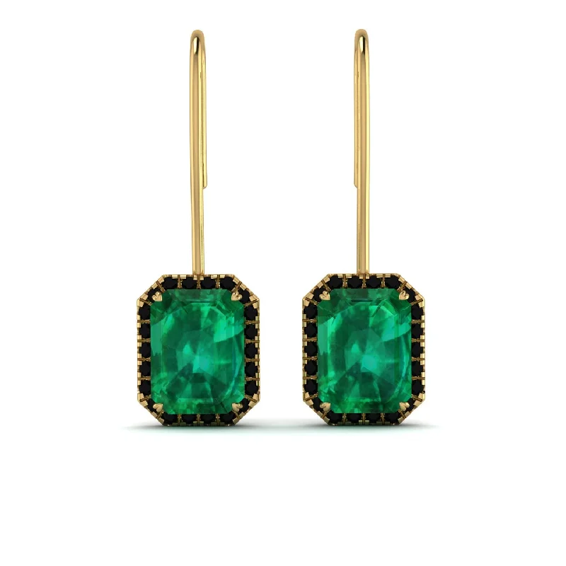 Trendy Earrings For College Students-Halo Emerald Cut Emerald Earrings - Izabella No. 34