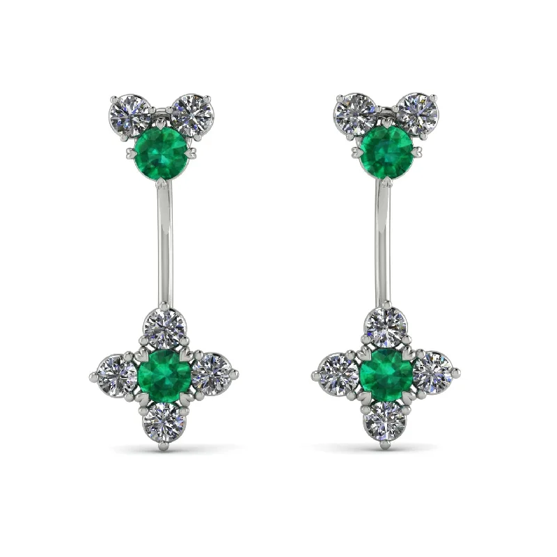 Sparkling Stud Earrings For Special Days-Hanging Emerald Compass Earrings - Brittany No. 6