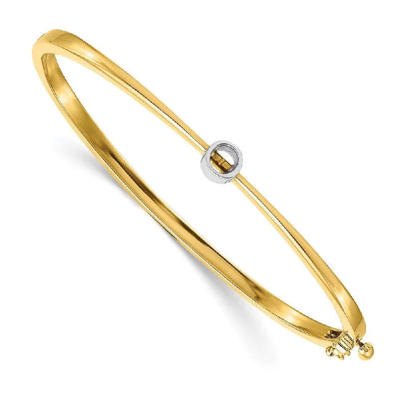 Simple Silver Bangles For Effortless Style-14k Two-tone Bangle Bracelet Mounting