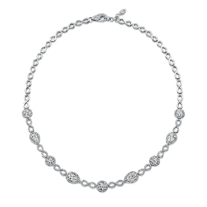 Uneek Round and Pear-Shaped Diamond Necklace with Infinity-Style Pave Links