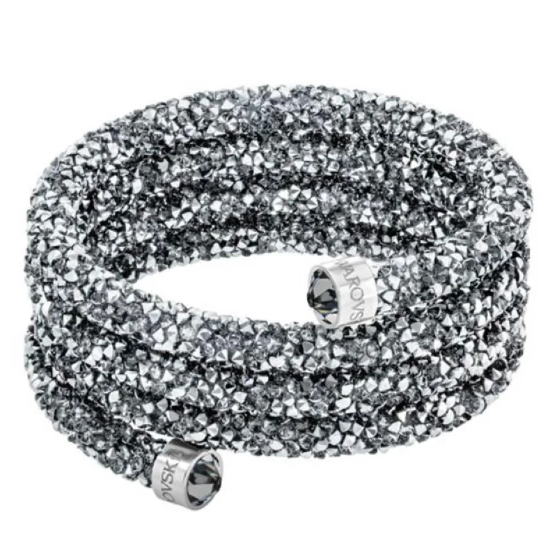 Stunning Opal Bangles For Sparkling Fashion-Swarovski Women's Wide Bangle - Crystaldust Gray Crystals Stainless Steel | 5277588