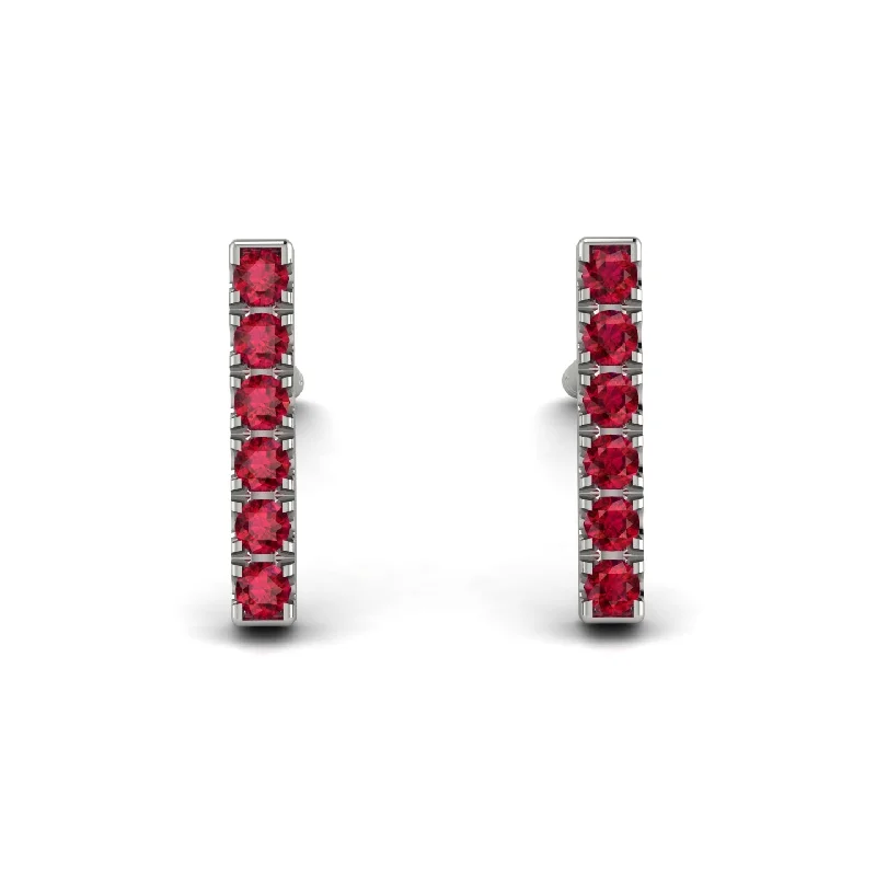 Designer Earrings For Exclusive Style-Geometrical Gold Bar Ruby Earrings - Bonnie No. 12