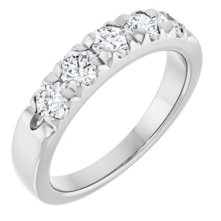 Luxury Wedding Bands For Elegant Style-Platinum 3/4 CTW Lab-Grown Diamond  French-Set Anniversary Band