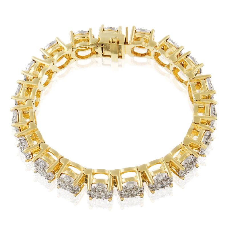 Unique Leather Cuff Bracelets For Trendy Looks-14k Yellow Gold 22.32ct Diamond Tennis Bracelet