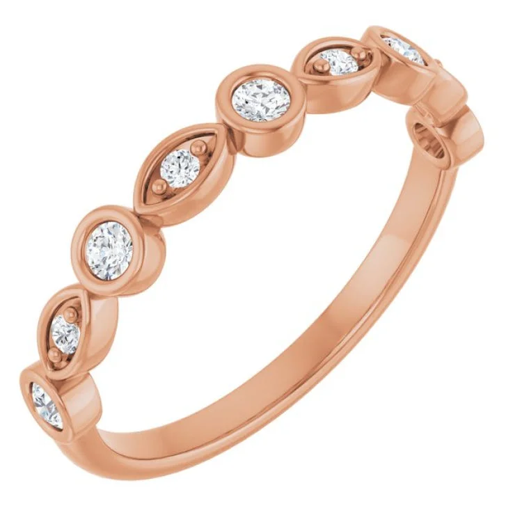 Affordable Wedding Rings For Budget-Friendly Couples-14K Rose 1/5 CTW Lab-Grown Diamond  Anniversary Band