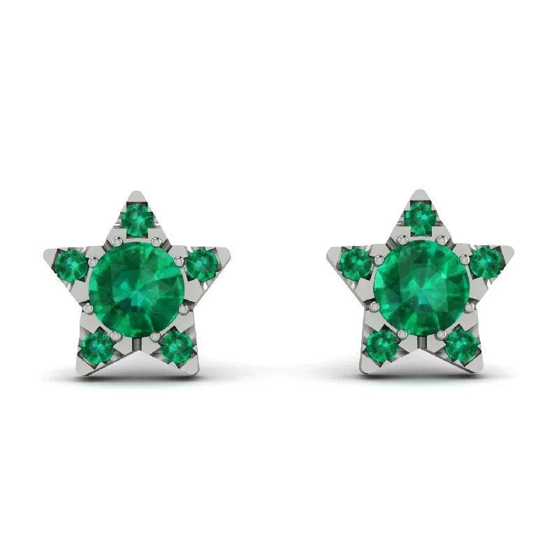 Unique Earrings For Creative Fashion-Star Halo Emerald Earrings - Zelda No. 21