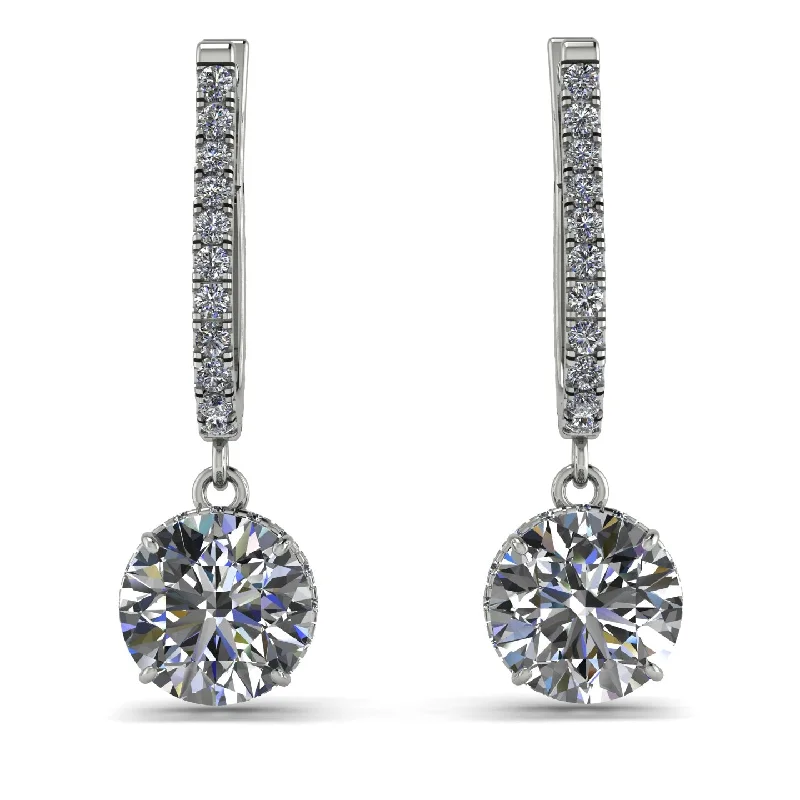 Affordable Earrings For Stylish Women-Diamond Dangle Earrings With Hidden Halo - Adaline No. 3