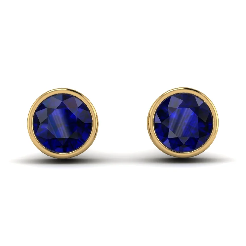 Affordable Earrings For Stylish Women-Bezel Stud Sapphire Earrings - Royal No. 13