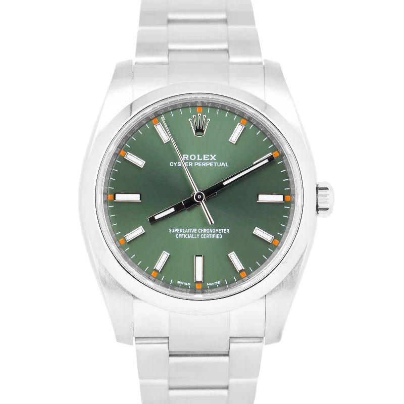 Stylish Digital Watches For Tech Lovers-MINT PAPERS Rolex Oyster Perpetual OLIVE GREEN Stainless Steel 34mm 114200 BOX