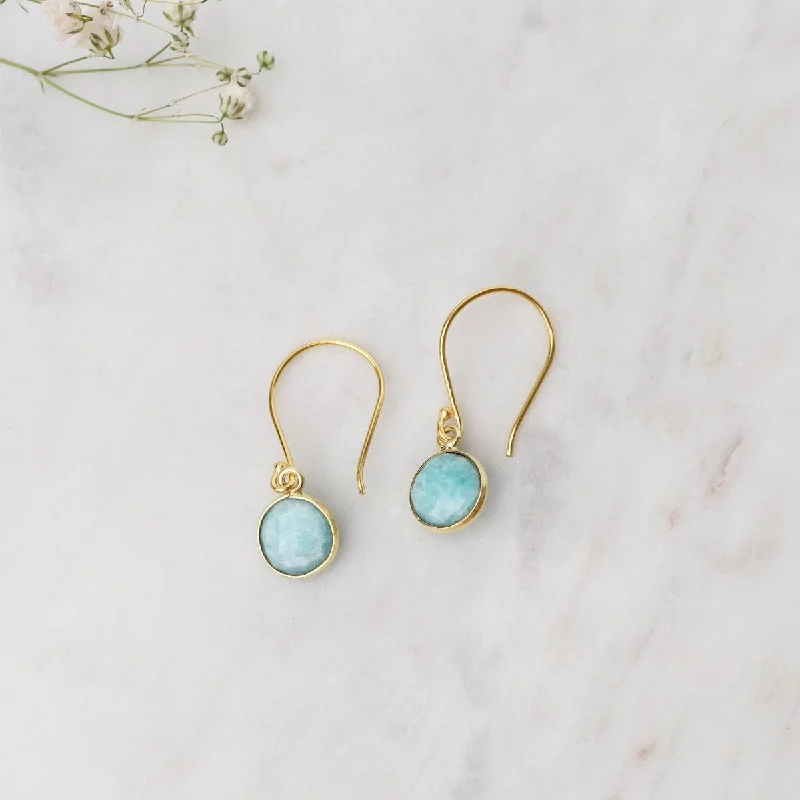 Sparkling Earrings For New Year’s Eve-8mm Amazonite Drop Earrings