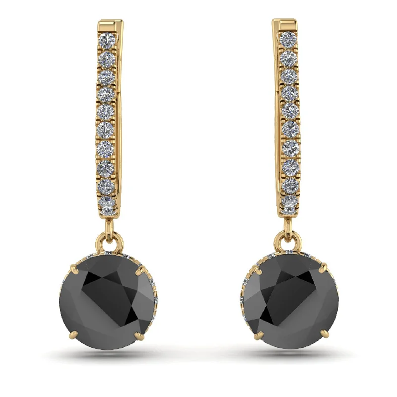 Vintage Earrings For Old-Fashioned Style-Black Diamond Dangle Earrings With Hidden Halo - Adaline No. 7