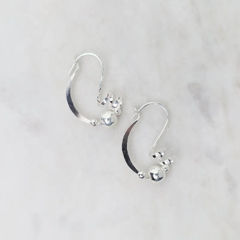 Simple Earrings For Elegant Simplicity-Coil with Balls Pass Through Hoop Earrings