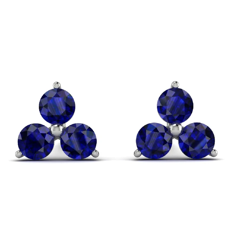 Chic Earrings For Fashion Forward Women-Minimalist Sapphire Stud Earrings - Jillian No. 15