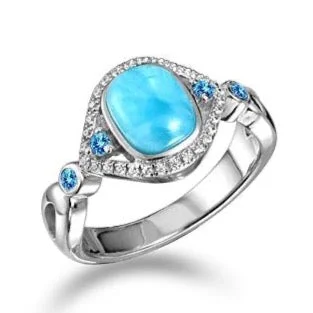 Luxury Custom Rings For Personalized Jewelry-Larimar Crystalline Mandorla Ring by Alamea