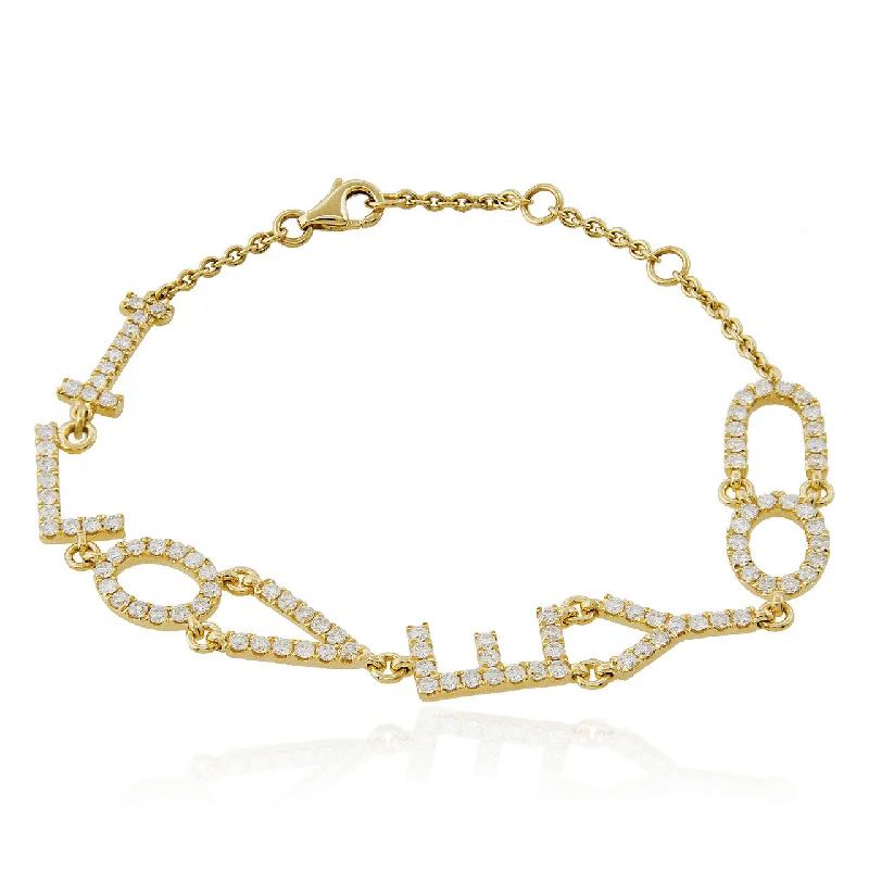 Luxury Multi-Stone Bracelets For High-End Fashion-18k Yellow Gold 1.57ct I Love You Bracelet