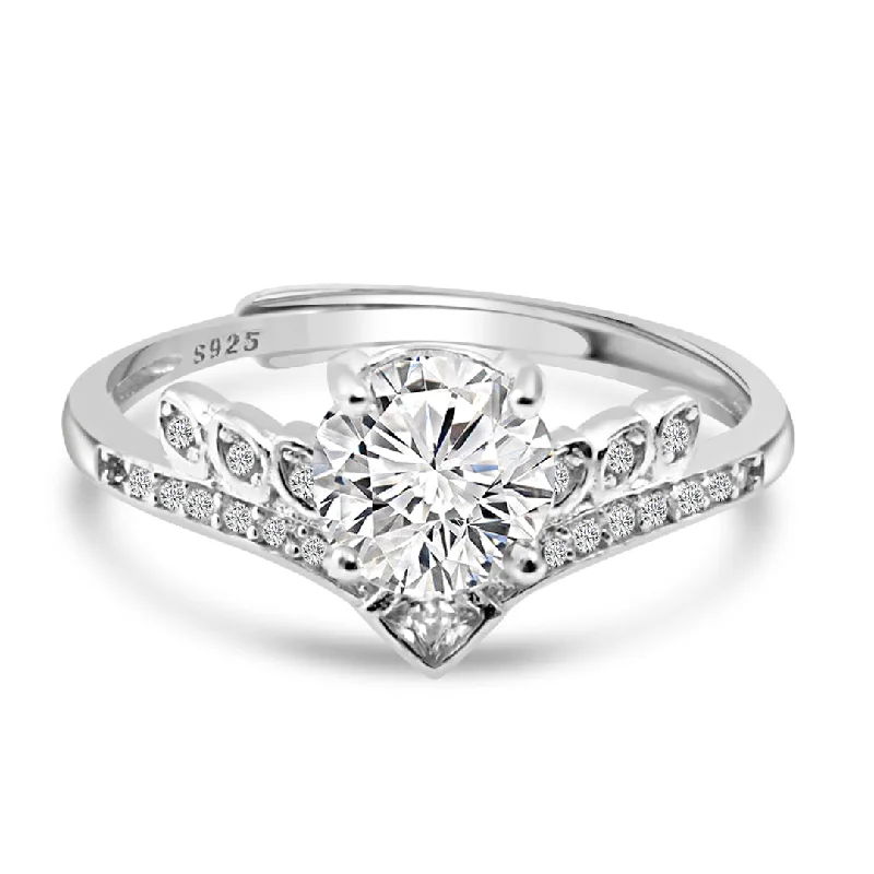 Simple Platinum Rings For Classic Style-Zarkan 925 Silver Eagle Solitaire American Diamond Ring