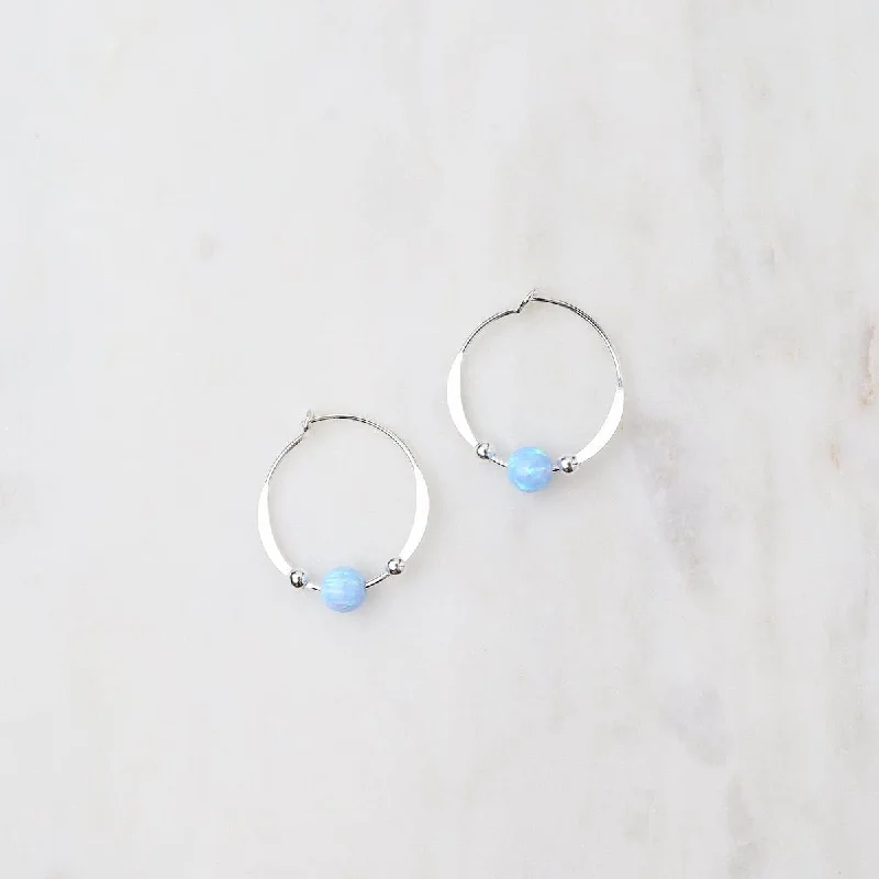 Beautiful Pearl Earrings For Special Occasions-Opal Beaded Hoop Earrings