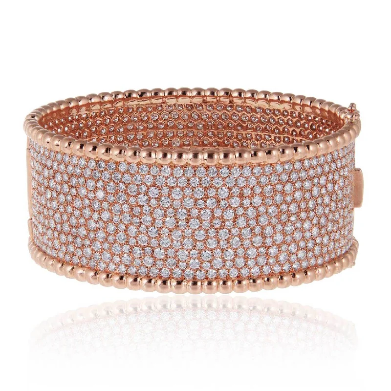 Gorgeous Rose Gold Tennis Bracelets For Bridal Glam-18k Rose Gold 22.45ct Diamond Cuff Bracelet