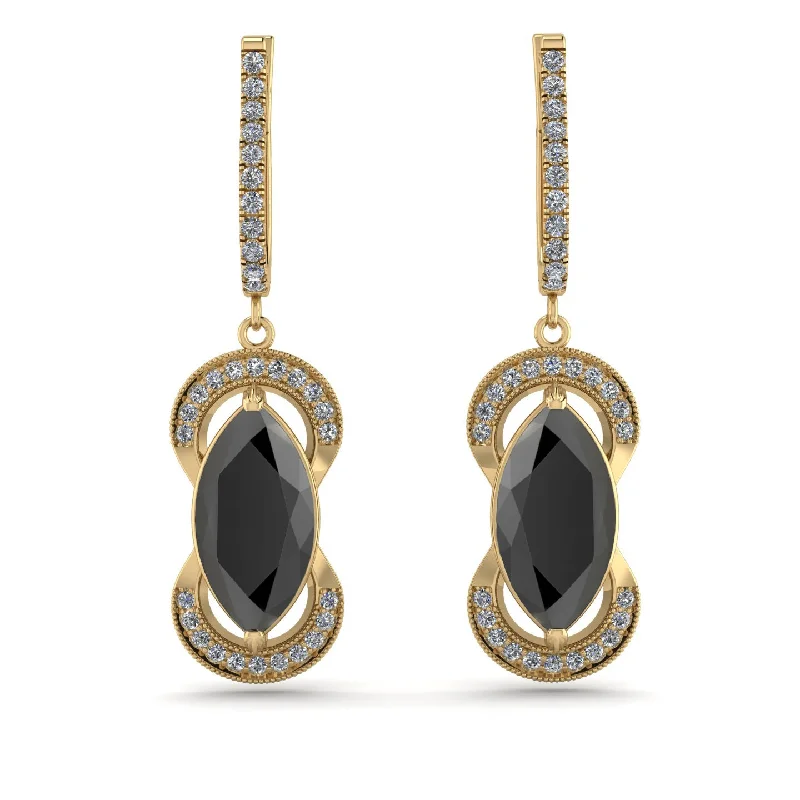 Elegant Bead Earrings For Classy Glam-Marquise Vintage Black Diamond Earrings - Marley No. 7