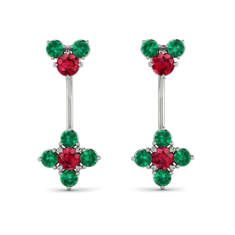 Colorful Crystal Earrings For Fun Fashion-Hanging Ruby Compass Earrings - Brittany No. 27