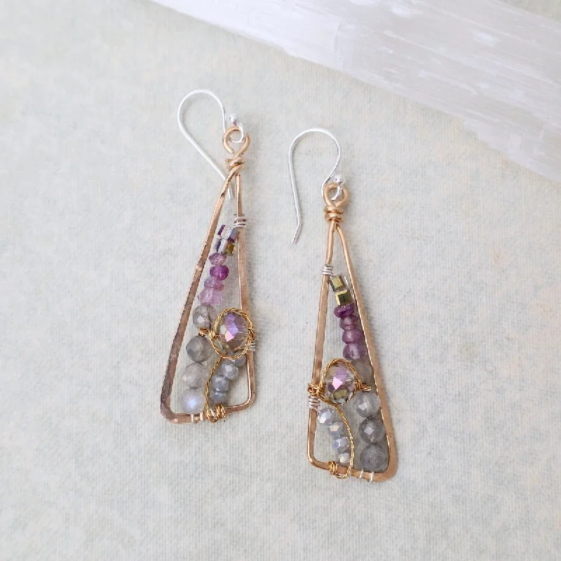 Affordable Silver Earrings For Chic Style-Lavender Ombre Angle Earrings