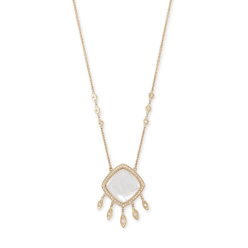 PAVE PEARL QUARTZ TRILLION + 5 MARQUISE DIAMOND SHAKER NECKLACE