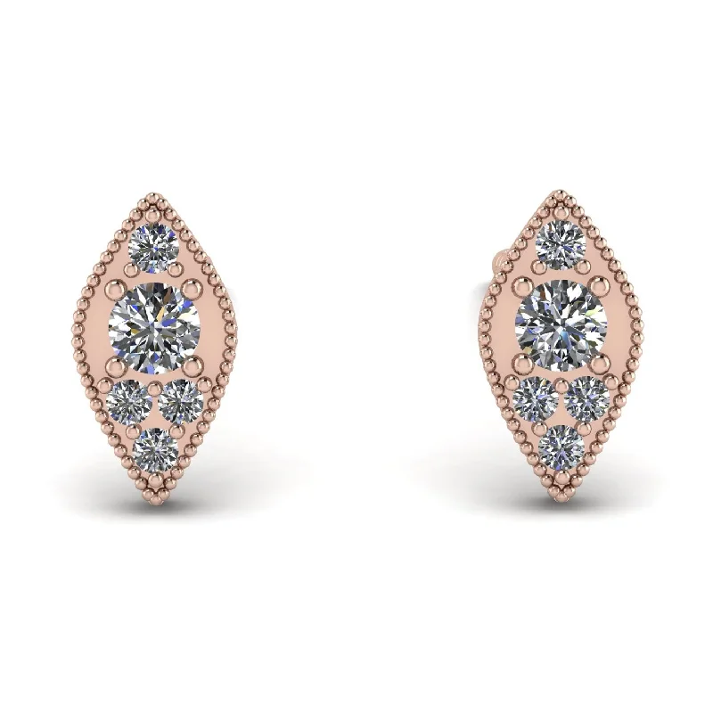 Eco-Friendly Earrings For Sustainable Fashion-Milgrain Marquise Diamond Earrings - Faye No. 2