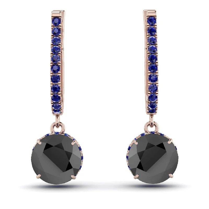 Affordable Earrings For Budget-Friendly Style-Black Diamond Dangle Earrings With Hidden Halo - Adaline No. 68