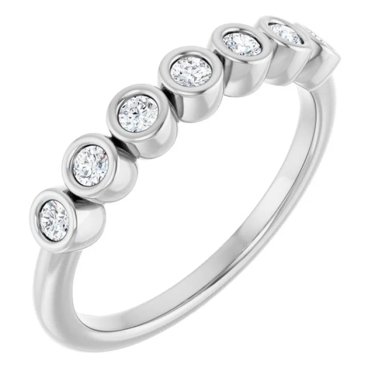 Unique Gemstone Rings For Colorful Fashion-14K White 2 mm Round 1/5 CTW Natural Diamond Anniversary Band