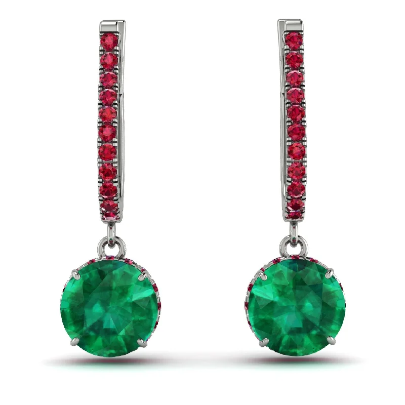 Minimalist Silver Earrings For Subtle Elegance-Emerald Dangle Earrings With Hidden Halo - Adaline No. 51