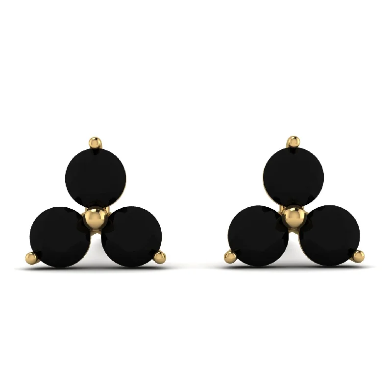 Dangle Earrings For Formal Gatherings-Minimalist Black Diamond Stud Earrings - Jillian No. 7