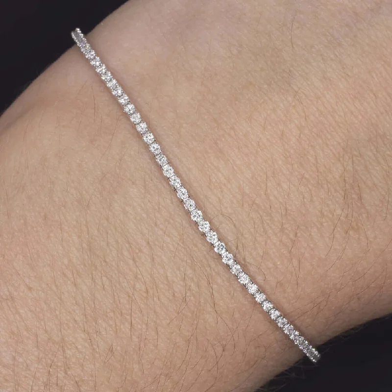 Gorgeous Heart-Set Bracelets For Romantic Gifts-1 CARAT VERY GOOD CUT DIAMOND TENNIS BRACELET 14K WHITE GOLD ROUND BRILLIANT