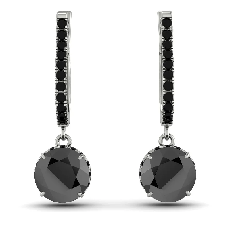 Luxury Earrings For Elegant Fashion-Black Diamond Dangle Earrings With Hidden Halo - Adaline No. 39