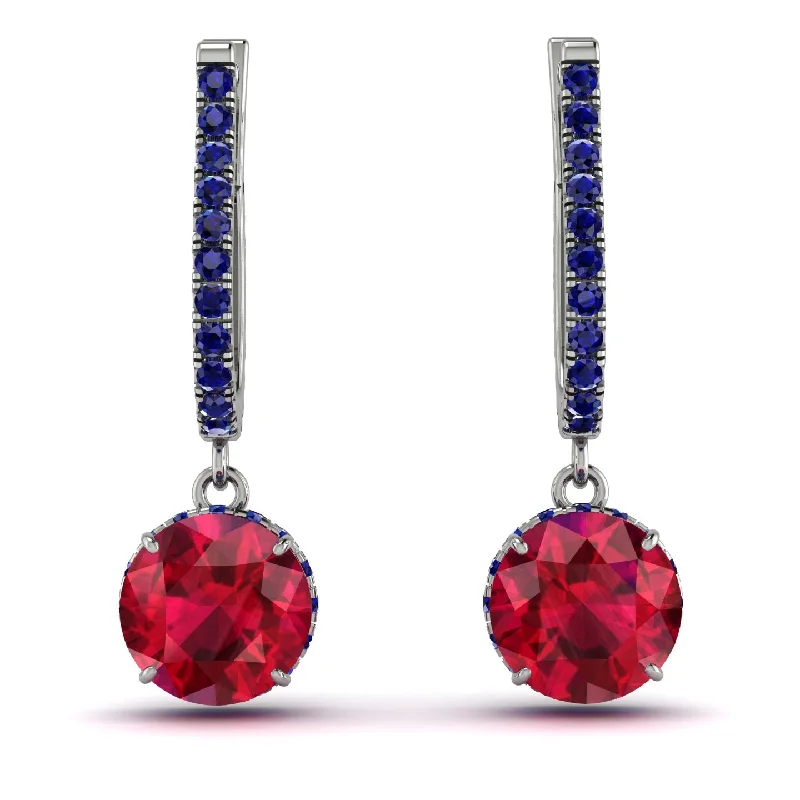 Geometric Earrings For Modern Fashion-Ruby Dangle Earrings With Hidden Halo - Adaline No. 72