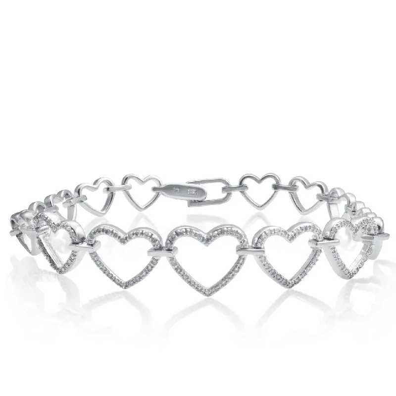 Beautiful Gemstone Cuff Bracelets For Fashion-Forward Style-10k White Gold .75ct Diamond Heart Bracelet