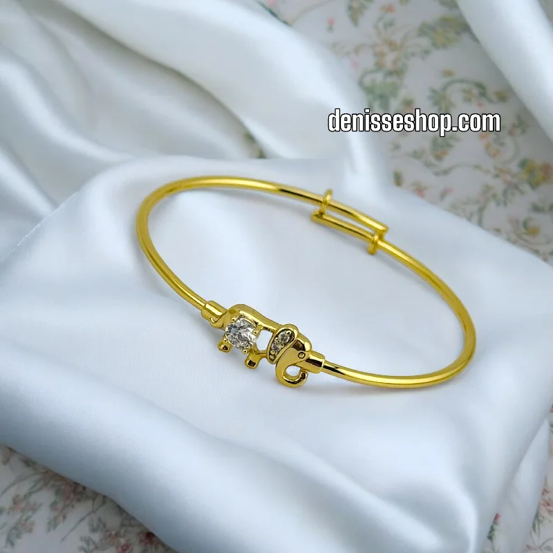 Unique Crystal Bangles For Fashion-Forward Looks-14K GIRL GOLD ELEPHANT BANGLE BR604