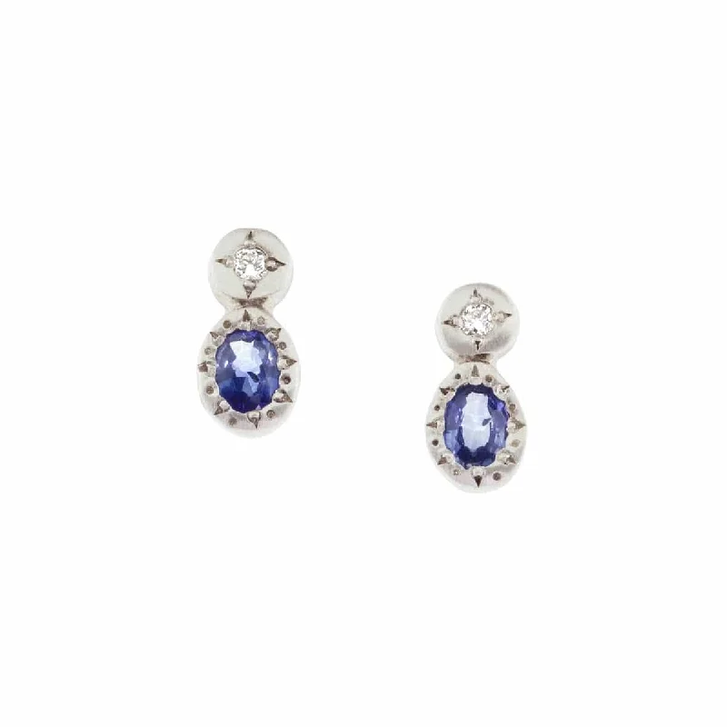 Simple Earrings For Elegant Simplicity-Sapphire Oval & Round Stud Earrings