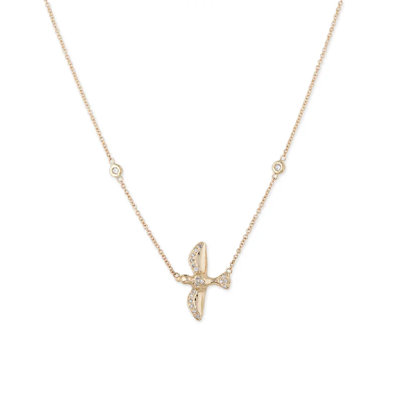 PAVE SIDEWAYS BIRD NECKLACE