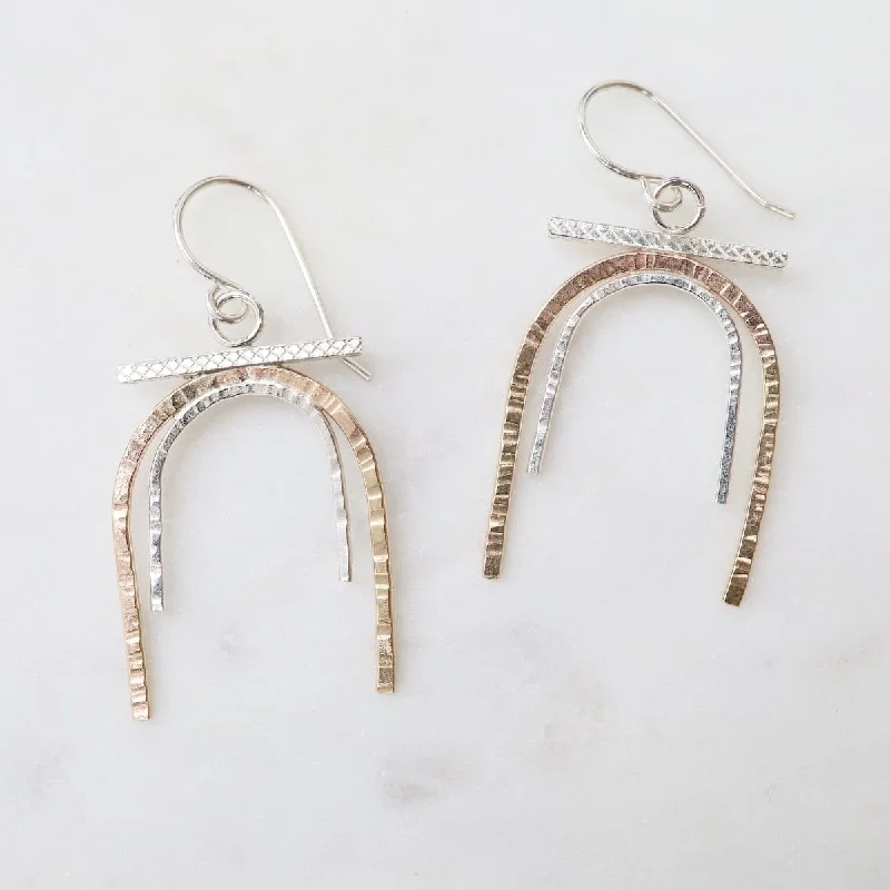 Affordable Earrings For Stylish Women-Two Tone Rainbow Earrings