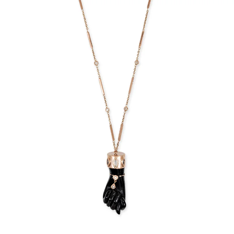 TRIPLE MARQUISE DIAMOND BLACK HORN FIGA NECKLACE