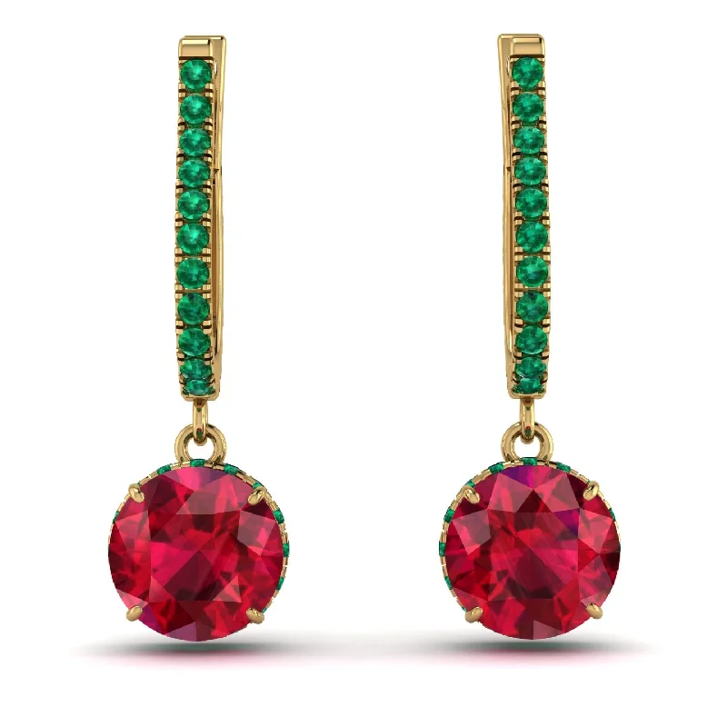 Affordable Earrings For Stylish Women-Ruby Dangle Earrings With Hidden Halo - Adaline No. 25