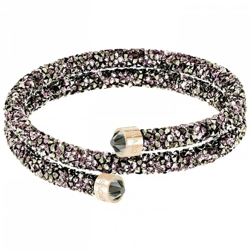 Timeless Platinum Bangles For Lasting Glam-Swarovski Women's Double Bangle Bracelet - Crystaldust, Rose | 5348102