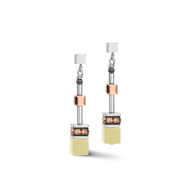 Colorful Earrings For Every Occasion-Olive Peach Geo Cube Earrings